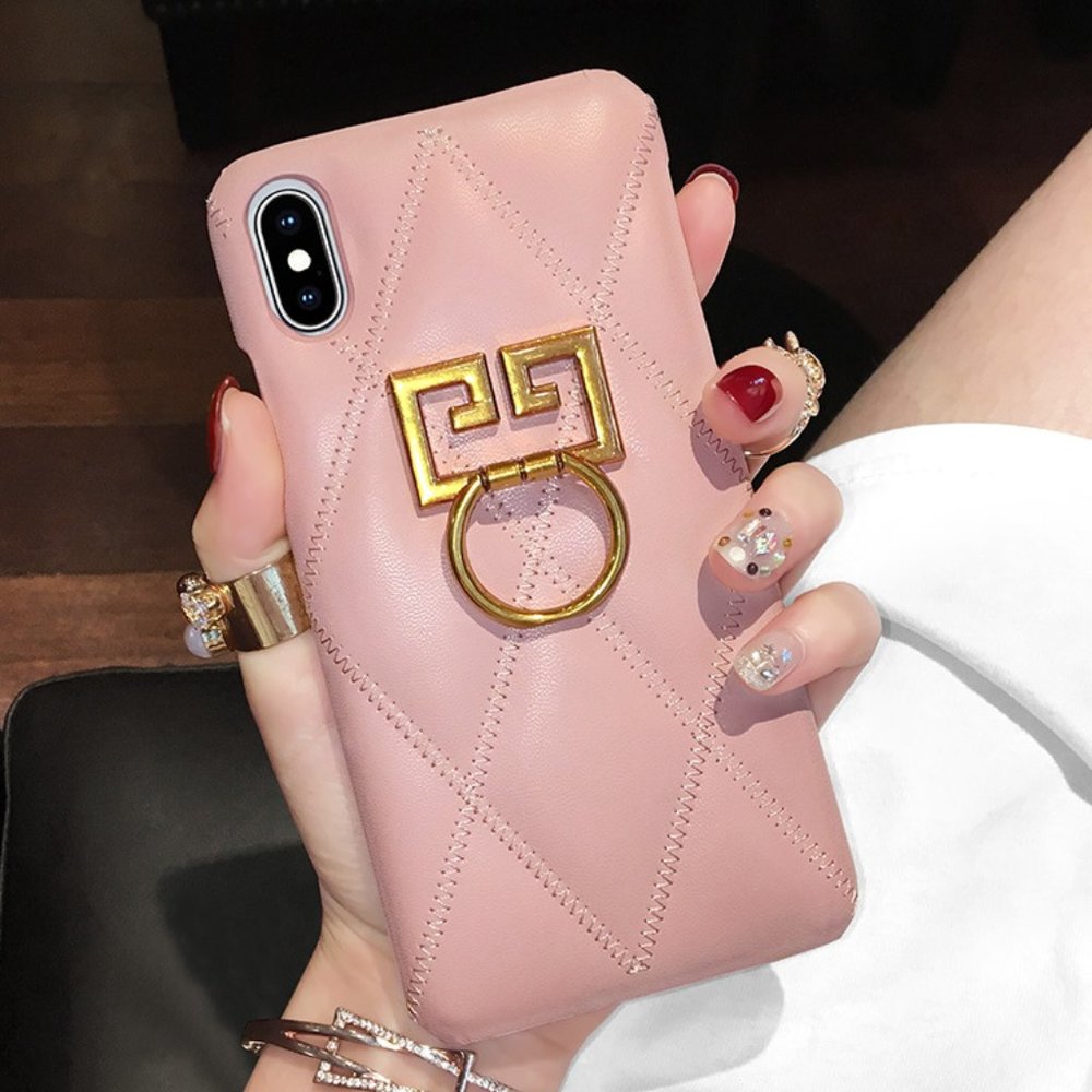 Female phone case soft leather pink